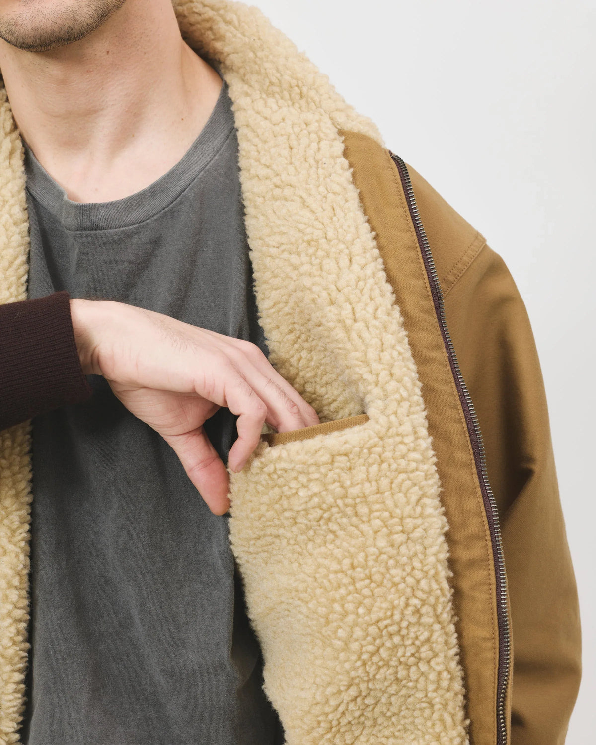 Shearling Flyer Jacket - Mocha Moleskin