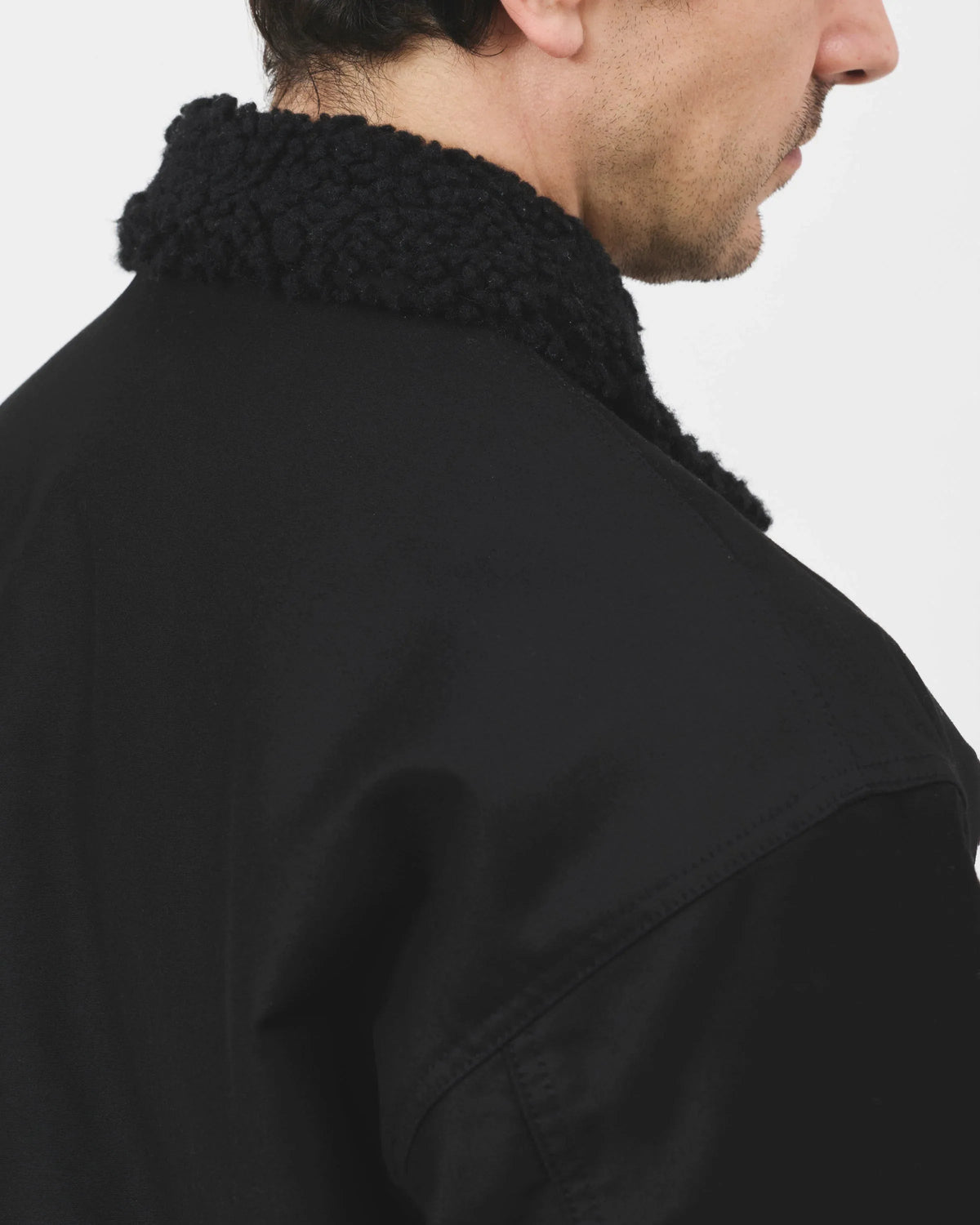 Shearling Flyer Jacket - Black Moleskin