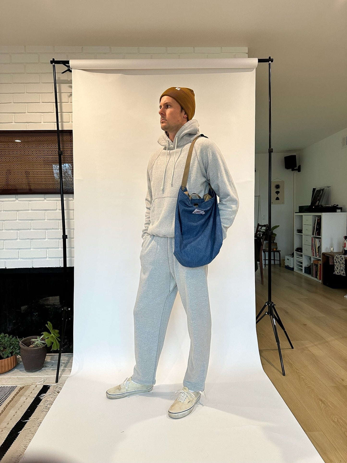 Packable Tote / Denim x Tan