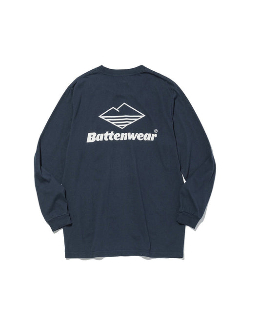 Team L/S Pocket Tee / Navy x White