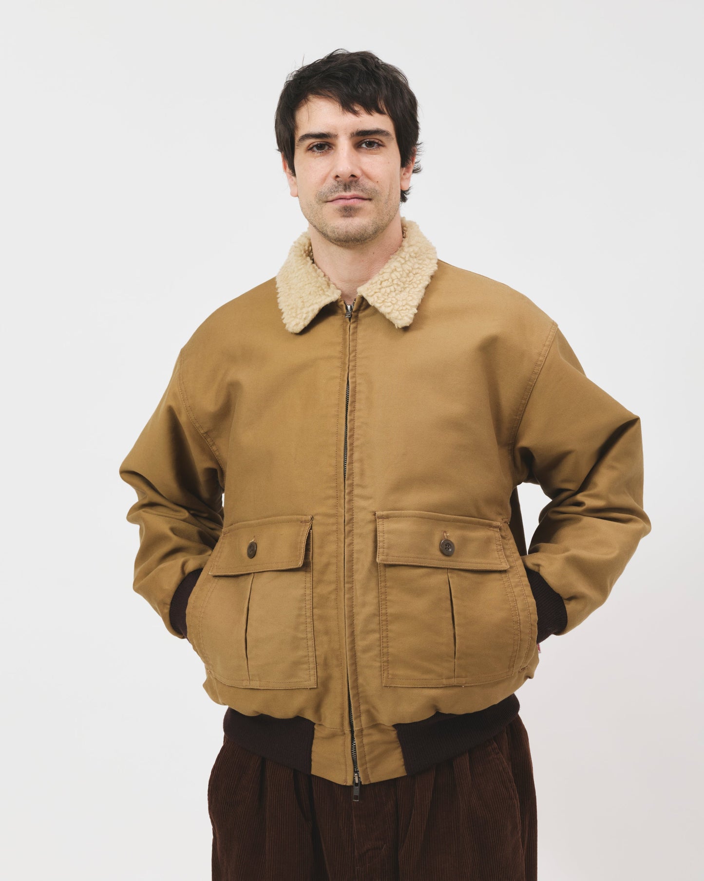 Shearling Flyer Jacket - Mocha Moleskin
