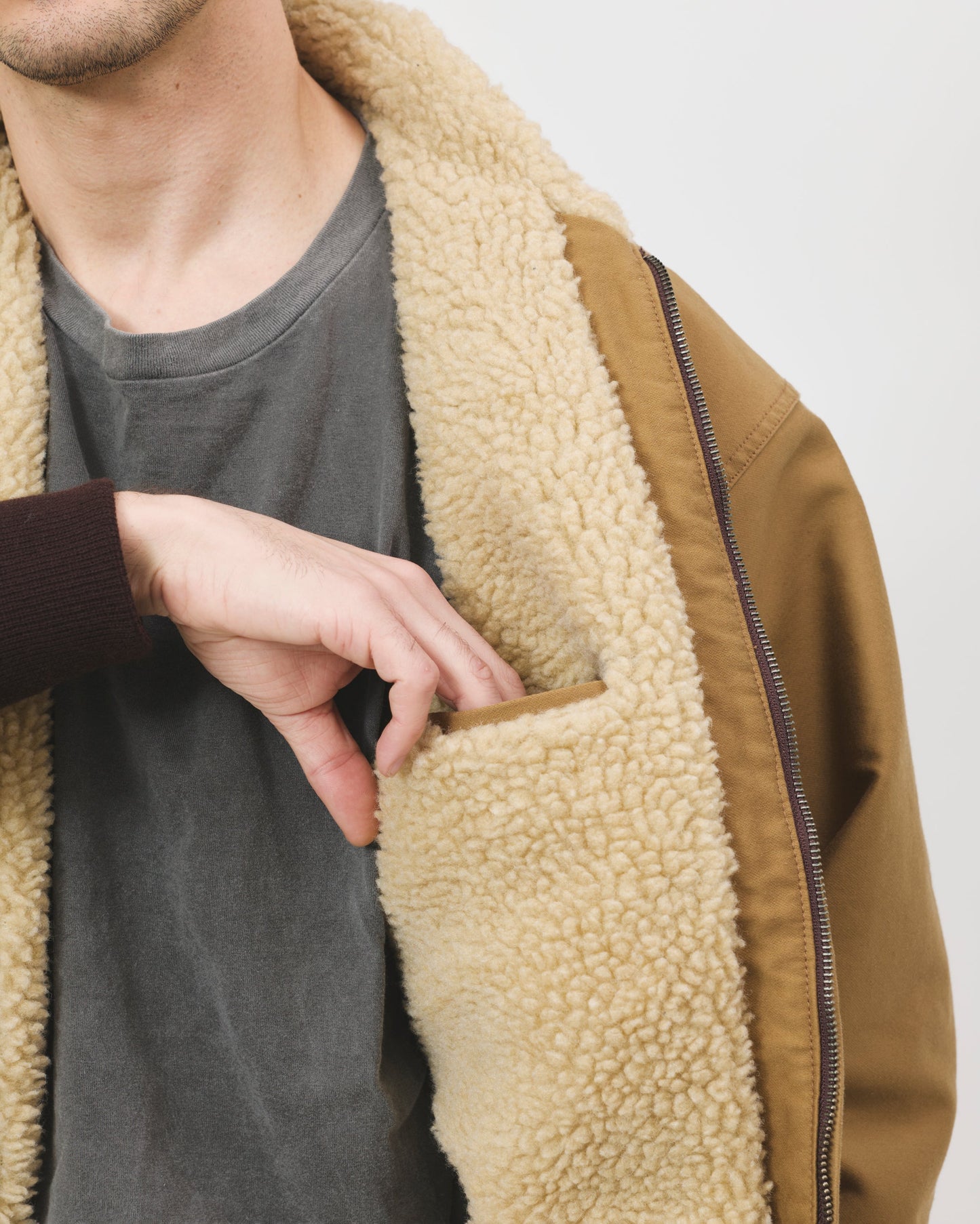 Shearling Flyer Jacket - Mocha Moleskin