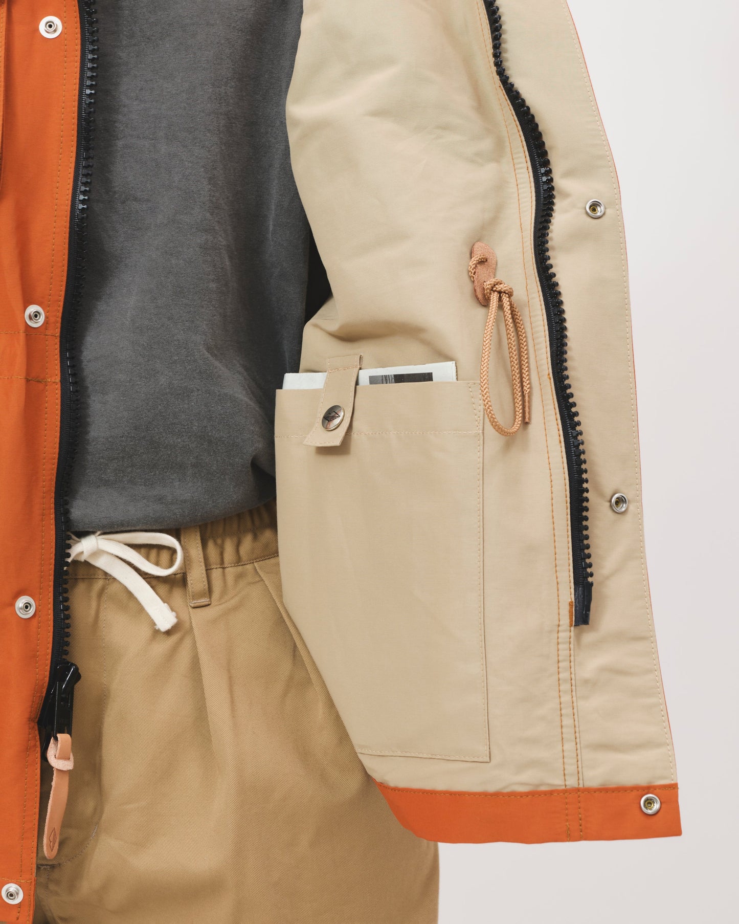 Travel Shell Parka V.3 - Orange x Light Beige