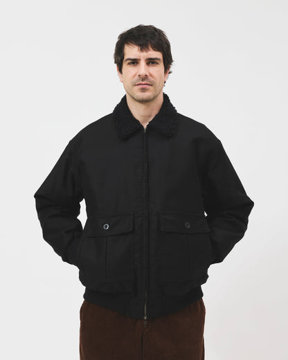 Shearling Flyer Jacket - Black Moleskin