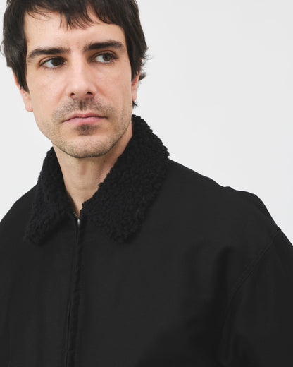 Shearling Flyer Jacket - Black Moleskin