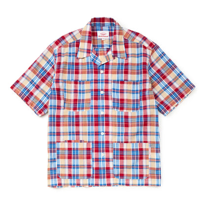 Five Pocket Island Shirt - White x Red Madras