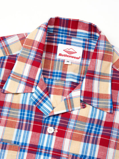 Five Pocket Island Shirt - White x Red Madras