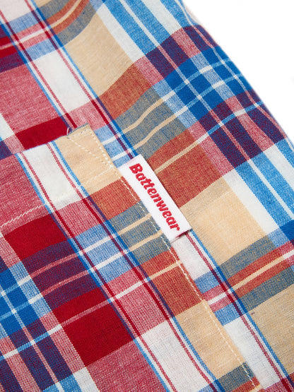 Five Pocket Island Shirt - White x Red Madras