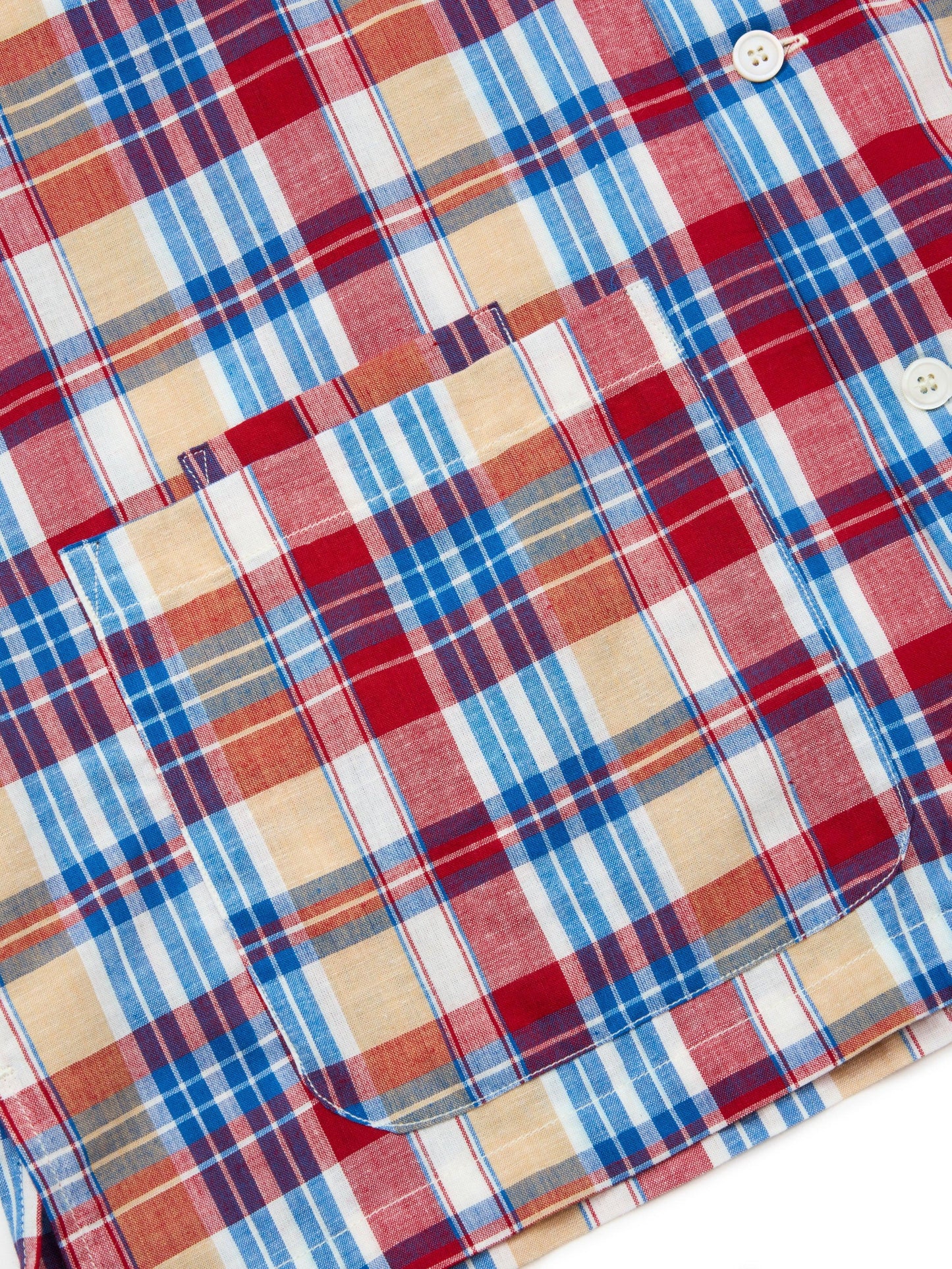 Five Pocket Island Shirt - White x Red Madras