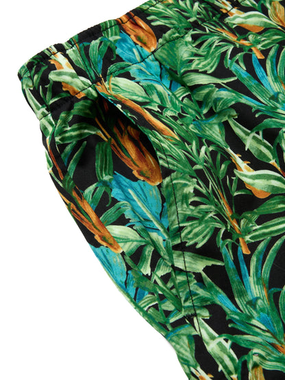 Active Lazy Shorts - Black Botanical