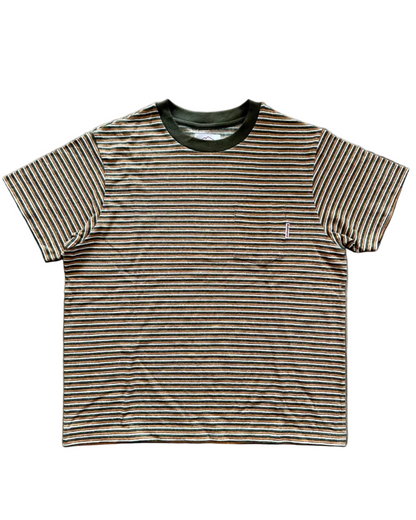 Beach Tee-Olive x Orange Stripe