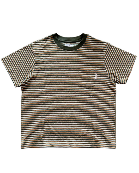 SS27 - Beach Tee-Olive x Orange Stripe
