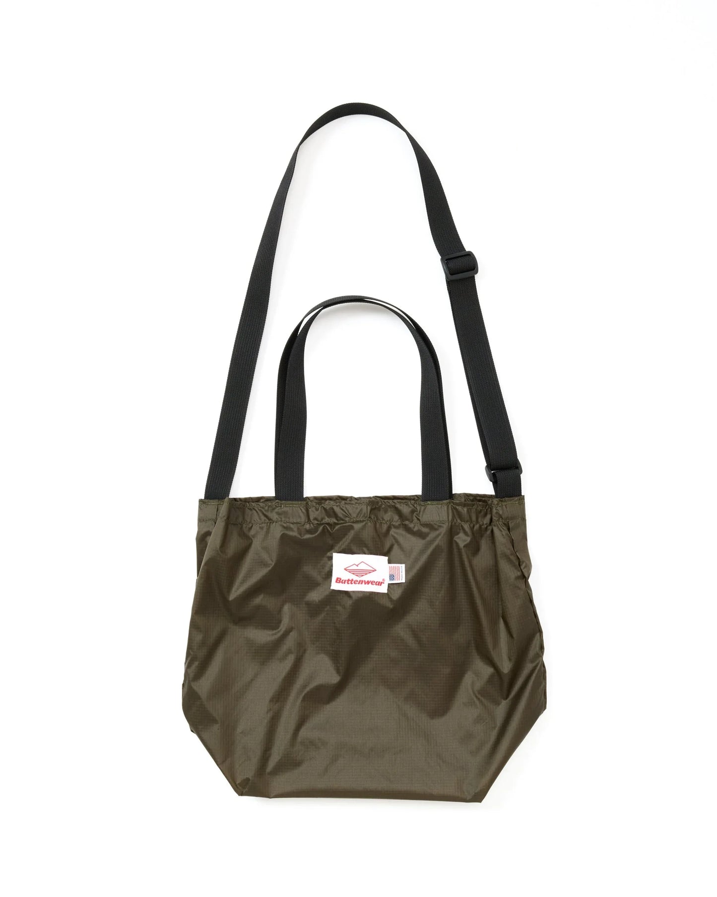 Mini Packable Tote - Olive Nylon x Black