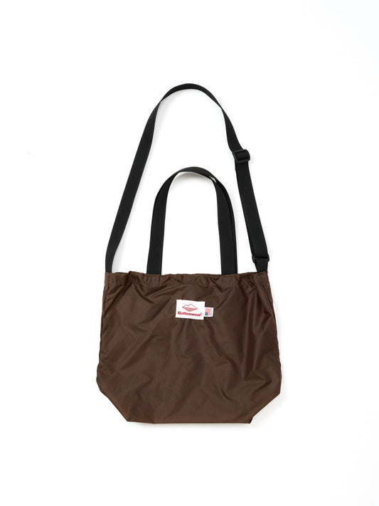 Mini Packable Tote - Brown Nylon x Black