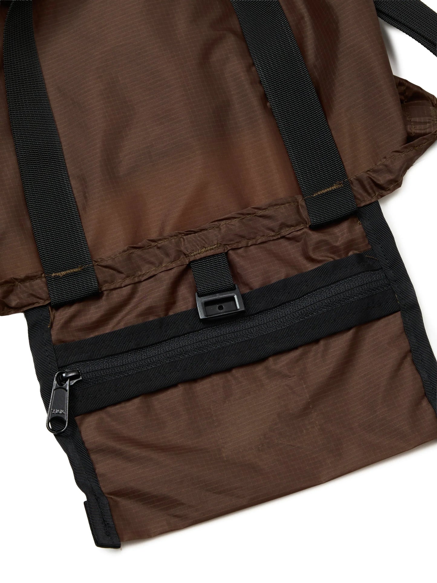 Mini Packable Tote - Brown Nylon x Black