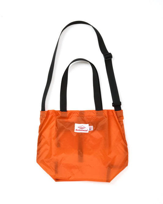 SS27 - Mini Packable Tote - Orange Nylon x Black