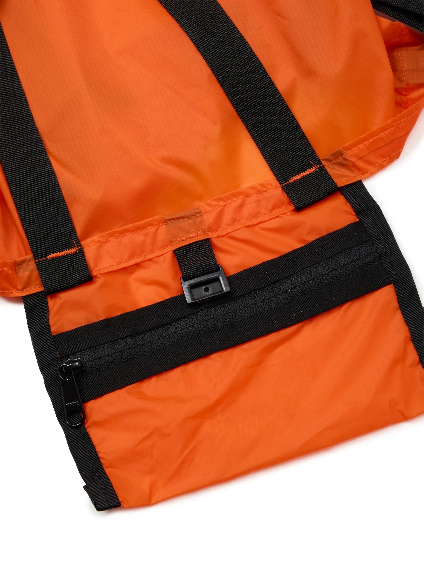 Mini Packable Tote - Orange Nylon x Black