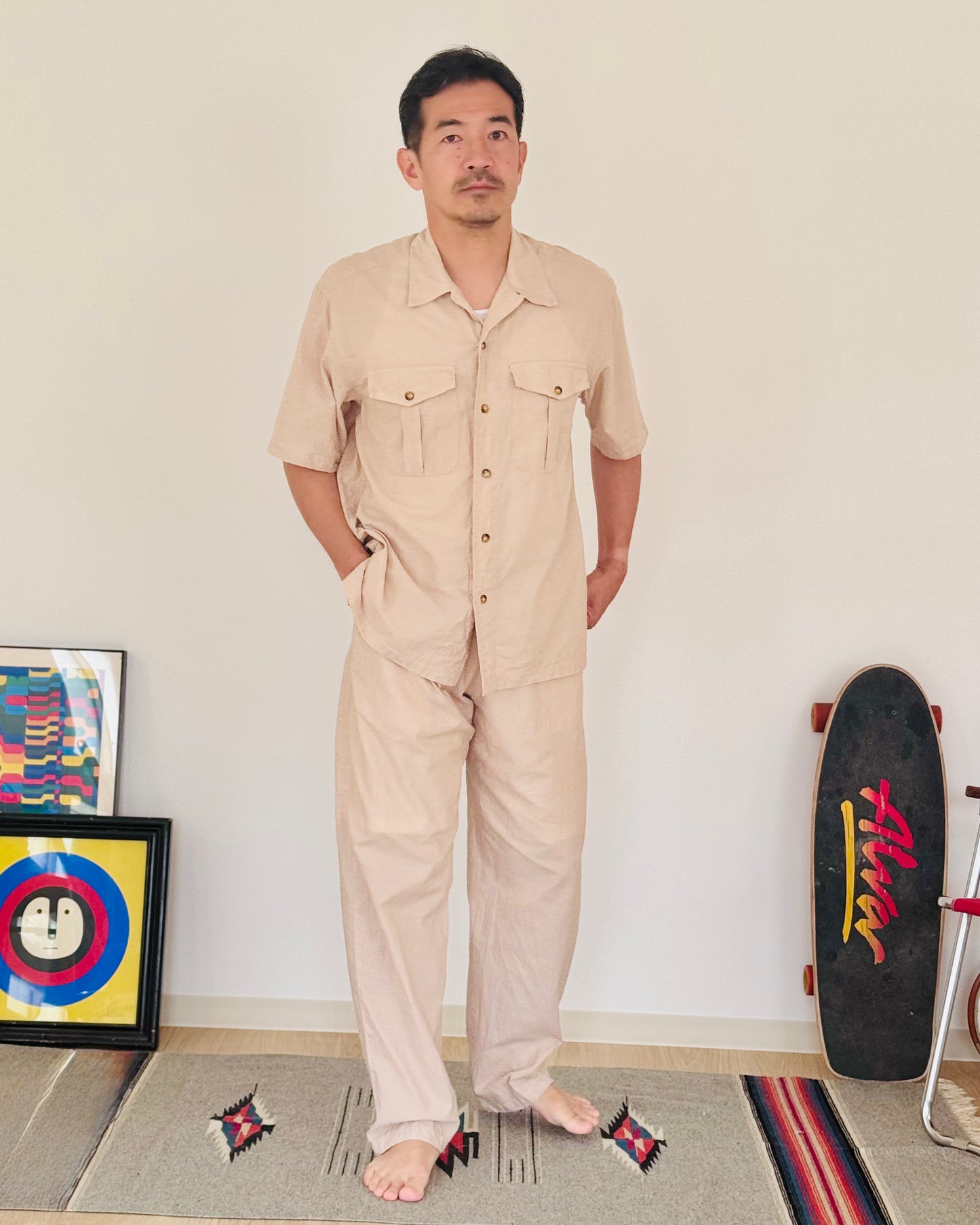 SS27 - Active Lazy Pants - Beige Chambray