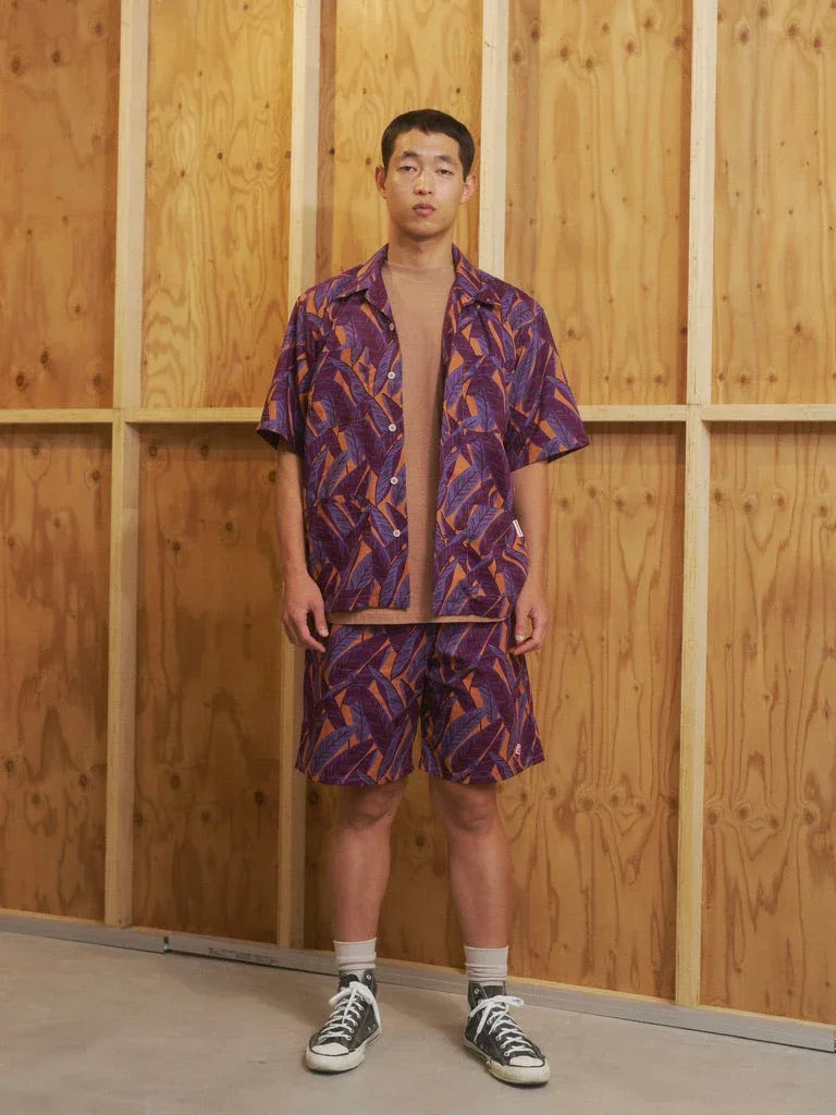 Five Pocket Island Shirt - Orange Banana Leaf