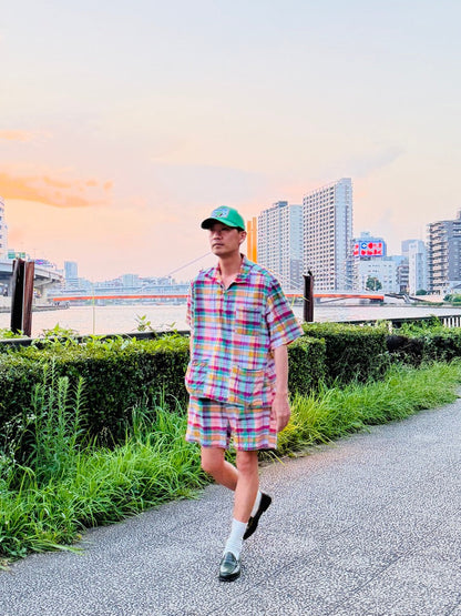 Active Lazy Shorts - Pink Plaid