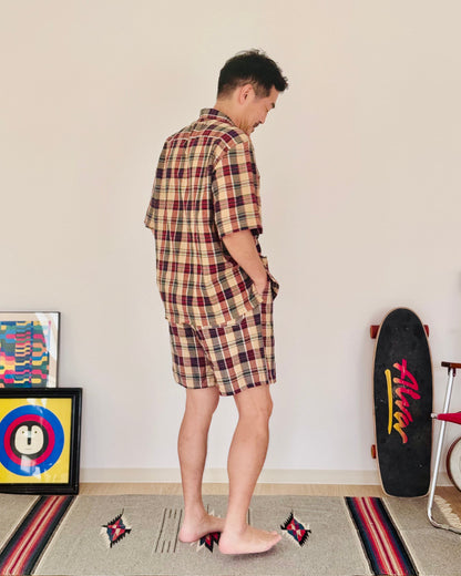 Active Lazy Shorts - Brown Plaid