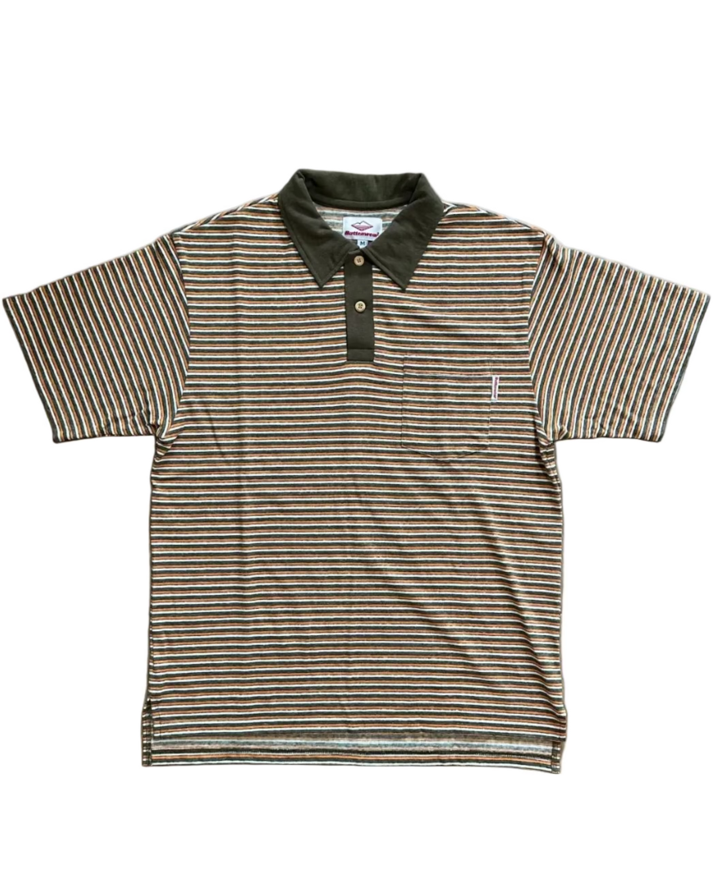 SS27 - Beach Polo-Olive x Orange Stripe