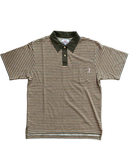 SS27 - Beach Polo-Olive x Orange Stripe