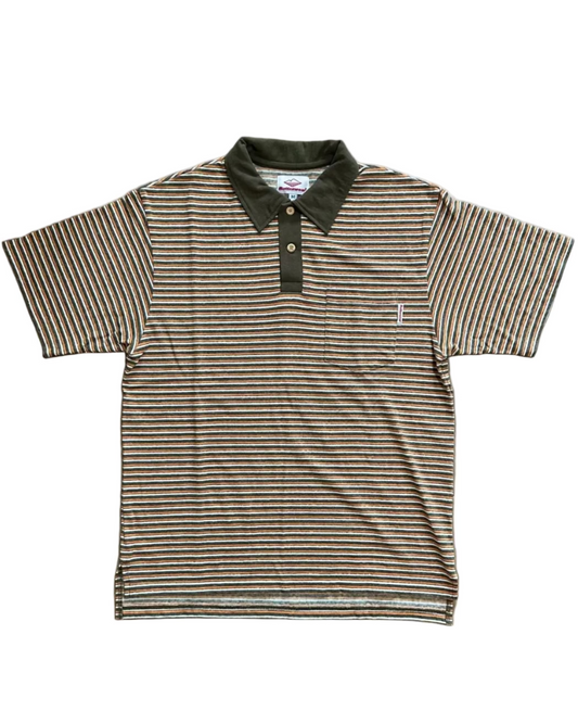 SS27 - Beach Polo-Olive x Orange Stripe