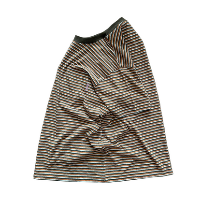 Beach Tee-Olive x Orange Stripe