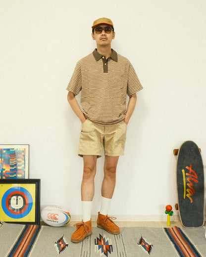 Beach Polo-Ecru x Red Stripe