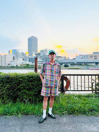 Active Lazy Shorts - Pink Plaid