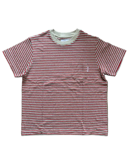 Beach Tee-Ecru x Red Stripe