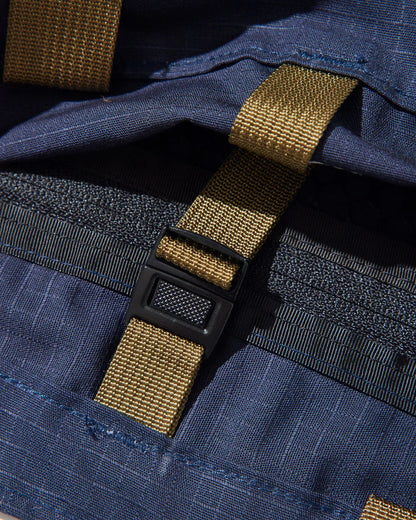 Mini Packable Tote - Navy Cotton x Tan