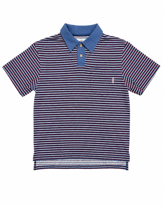 SS27 - Beach Polo-Blue  x Bordeaux Stripe
