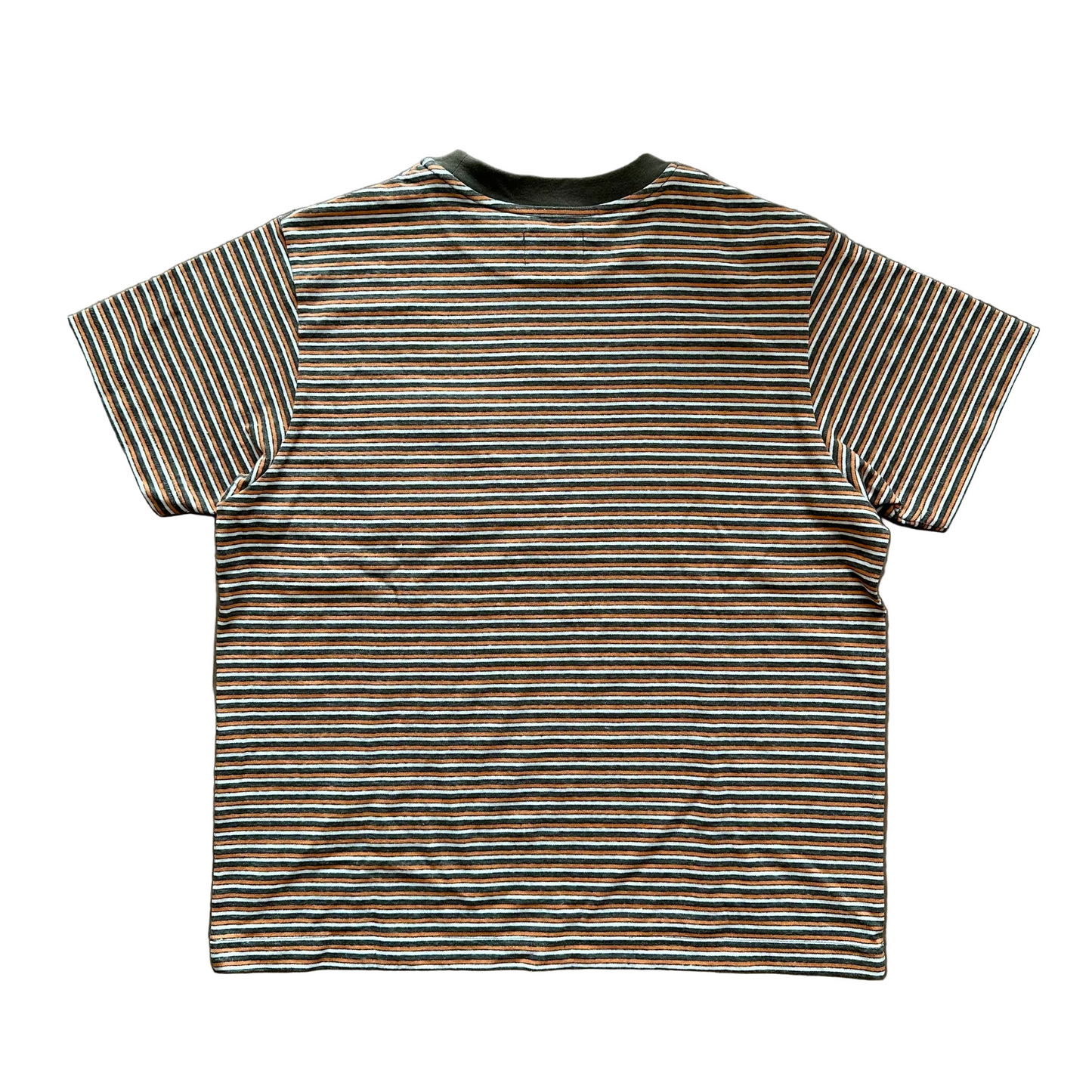 Beach Tee-Olive x Orange Stripe