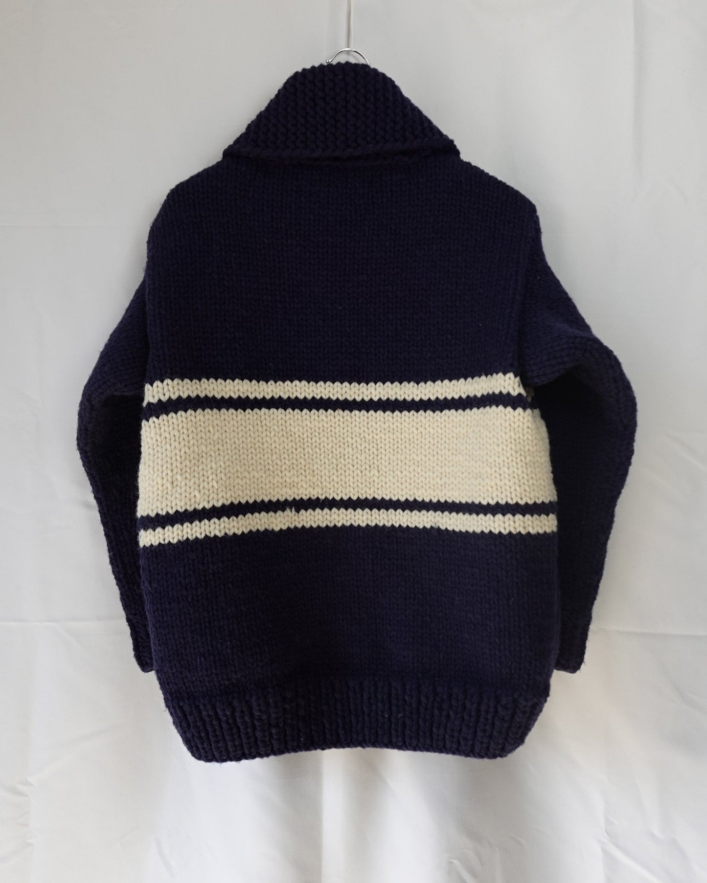 Cowichan Cardigan - Blue w/White Stripe