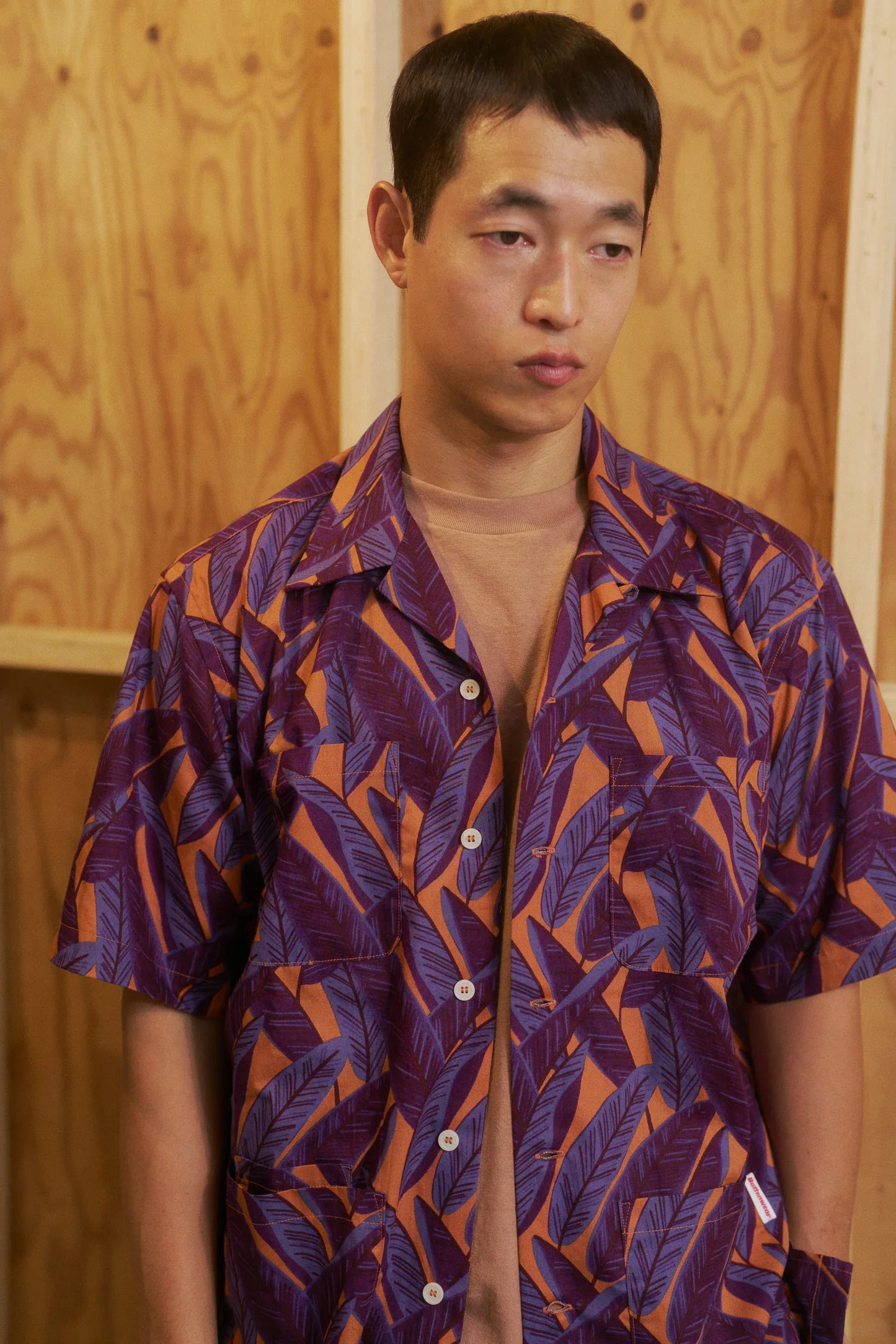 Five Pocket Island Shirt - Orange Banana Leaf