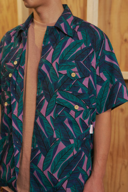Battenwear x Post O'Alls T&C Shirts - Purple Banana Leaf