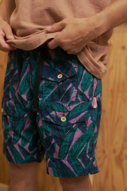 Battenwear x Post O'Alls T&C  Shorts - Purple Banana Leaf