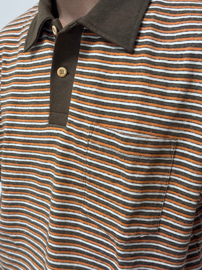 Beach Polo-Ecru x Red Stripe