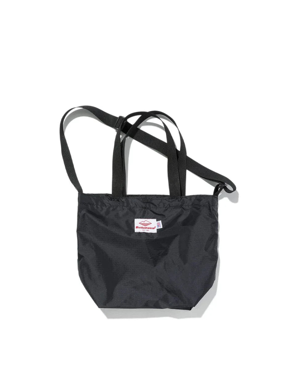Mini Packable Tote - Black Nylon x Black