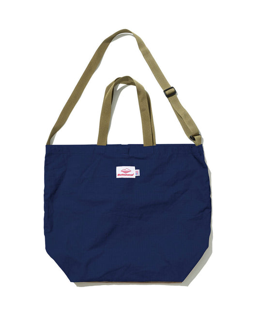 SS27 - Packable Tote -  Navy Cotton x Tan