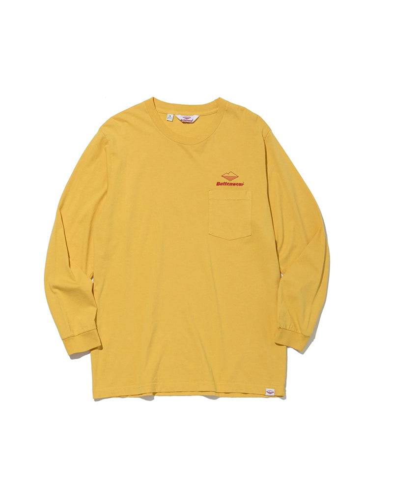 Team L/S Pocket Tee / Mustard x Red