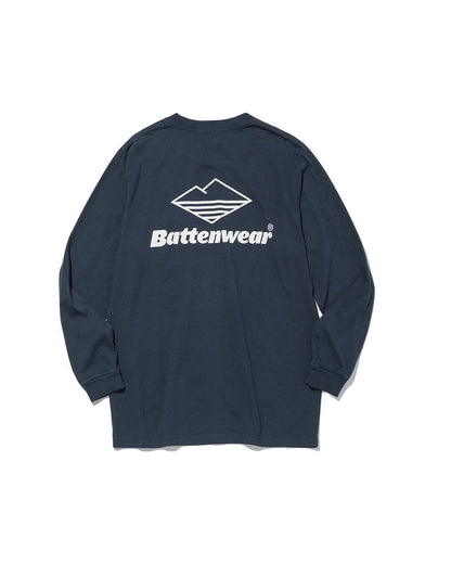Team L/S Pocket Tee / Navy x White