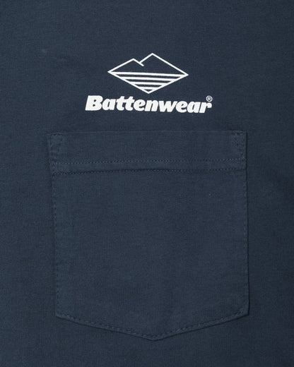 Team L/S Pocket Tee / Navy x White